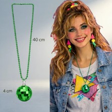 Meks Eğlenceli Retro Disko Topu Kolye Yeşil Renk Plastik Aksesuar