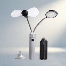 Meks Taşınabilir LED Masa Lambası ile Şarjlı Pervaneli Vantilatör
