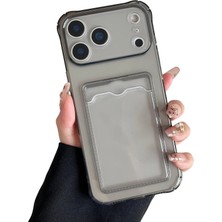 Teknomoda Apple iPhone 18 Pro Max Kılıf Kartlıklı Anti Şok Korumalı Şeffaf Silikon Füme Koyu Şeffaf