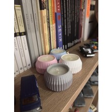 Kocatoros Studio Dekoratif Mini Beton Mum 2’li Set | El Yapımı | Tırtıklı Desen | Gri & Gri