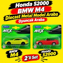 Alpmodel Honda S2000 Bmw M4 Diecast Metal Model Araba Oyuncak Araba 1/64 Lisanslı 2\'li Set