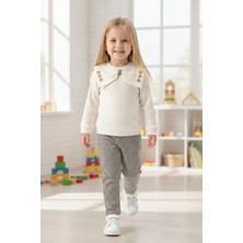Erca Home Tekstil Ürünleri Pamuklu Çiçek Nakışlı Bebe Yakalı Pantolonlu Kız Takım 3y,4y,5y,6y Kız