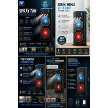 Eco Port Çift Başlıklı Sprey Fan Nemlendirici ve Renkli LED Işıklı Siyah