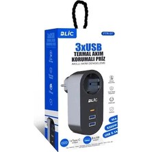 Eco Port Ftr-07 2xusb 1xtypec Termal Akım Korumalı Isıya Dayanıklı Tekli Priz