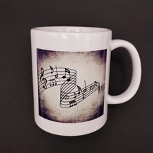Pileli Store Müzik Notaları Tasarımlı Kupa Bardak