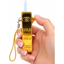 Onr Store Gold Külçe Tasarımlı Gaz Dolumlu Jet Alevli Anahtarlıklı