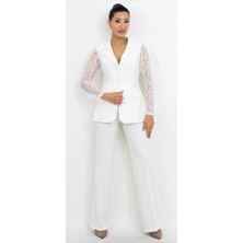 Dorne Moda Dantel Detaylı Blazer Takım