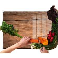 St. Morritz Dekoratif Ahşap Görünümlü Cam Kesme ve Doğrama Tahtası Sunumluk 25 x 35CM