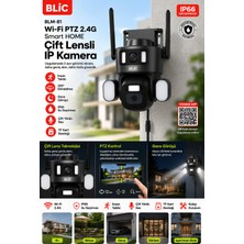 Blic 6MP Çift Lens WiFi PTZ IP Güvenlik Kamerası | 2.4GHz Kablosuz | 355° Dönebilen | IP66 Dış Mekan | İnsan Takibi | Gece Görüşü