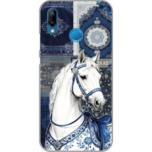 LOTUS GOLD Huawei P20 Lite Uyumlu Beyaz At Desenli Şeffaf Telefon Kılıfı
