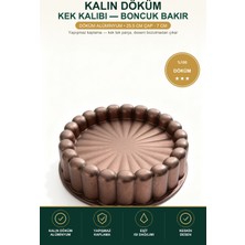 Viracasa Kalın Döküm Kek Kalıbı Boncuk Kenar Bakır 25,5 cm Çap Yapışmaz Bundt Pasta Kalıbı