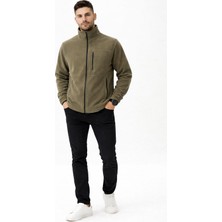 Bizim Terzi Haki Polar 3 Cepli Tam Fermuarlı Slim Fit Anti Pilling Tüylenme Yapmaz. Hava Geçirmez