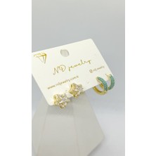 Nd Jewelry Nova Turkuaz Yıldız 4'lü Küpe Seti
