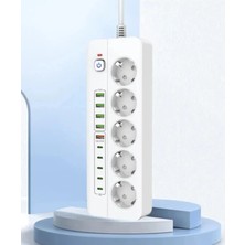 Meks 3500W Akım Korumalı 5’li Grup Priz: 5x USB + 5x Type-C Çıkışlı (2 Metre)