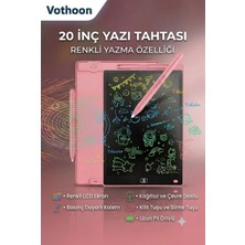 Meks 20 Inc Renkli LCD Grafik Dijital Kalemli Çizim Tableti Yazı Tahta Not Yazma Eğitim Tableti Pembe
