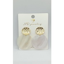 Nd Jewelry Gold Dokulu Sedef Görünümlü Sallantılı Küpe