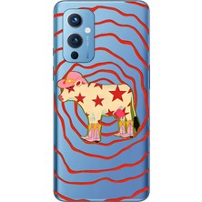 LOTUS GOLD Oneplus 9 Uyumlu Kovboy Inek Desenli Şeffaf Telefon Kılıfı