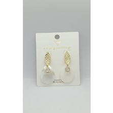 Nd Jewelry Gold Damla Taşlı Sedef Görünümlü Küpe