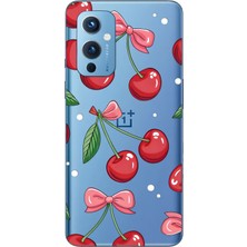 LOTUS GOLD Oneplus 9 Uyumlu Kiraz Desenli Şeffaf Telefon Kılıfı