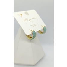 Nd Jewelry Azure Turkuaz Taşlı Gold Halka Küpe