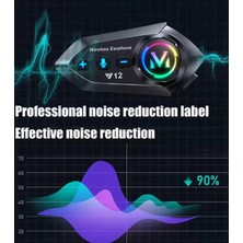 Meks Y12  Motor Kask Kulaklık Rgb Modlu Radyolu Motosiklet Kulaklık 5.3 Bluetooth Intercom