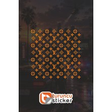 Turuncu Sticker LV Desen Sticker - 25x25 Cm - Araç -Motor - Laptop - Kask Etiket