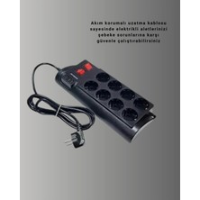 Uravas Store Isıya Dayanıklı Termal Akım Korumalı 8'li Priz ve 3 USB Girişli Uzatma Kablosu