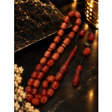 Linea Craft Lineacraft Ayhan Turan Imzalı El Boy Kapsül Kiremit Kırmızısı Sıkma Kehribar Tesbih (7X10 Mm)