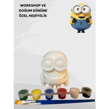 3D Layer Craft 3D Minions Bob Figür Boyama Seti - Kendin Boya Hobi ve Etkinlik Seti - Akrilik Boya + 2 Fırça