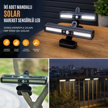 Alpotekno® 2 Adet 36 LED Mandallı Solar Lamba, Güneş Enerjili, Hareket Sensörlü, 3 Modlu, Kıskaçlı Kablosuz Dış Mekân Duvar Apliği