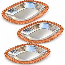 Copper Empire 3’lü Üçgen Bakır Sunum Tabağı Seti 20x15 cm El Yapımı Çerezlik Kahvaltılık Servis Tabağı