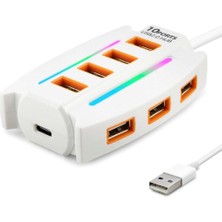 Uravas Store USB Rgb Hub 10 Port 480 Mbps 1.2 M Beyaz HDX7037