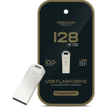 TeknoKapsül Powerway Premium 128 GB 100MB/S Ultra Hızlı USB 3.1 Metal Silver Flash Bellek