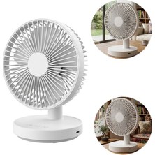 TeknoKapsül Feny FN-F75 180 Derece Ultra Sessiz 3 Kademeli Şarjlı Mini Masaüstü Beyaz Fan Vantilatör
