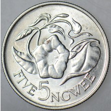 Banknoting Zambiya 5 Ngwee 1968 Çilaltı.