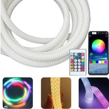 Uravas Store PM-26417 Animasyonlu Bluetooth Neon Rgb Kumaş Örgülü Hortum LED 5 Metre 201 Modlu