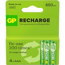 Uravas Store Gp Batteries Recharge 650 Mah Aaa Ni-Mh Şarjlı Pil 1.2V - 4'lü Kart