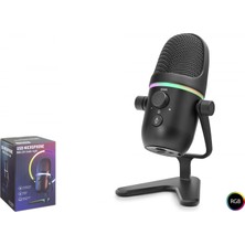 Pileli Store Profesyonel Çift Modlu Gaming Rgb Mikrofon 192 Khz / 24 Bit Type-C - Siyah Me5
