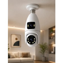 Uravas Store Gece Görüşlü Çift Lens Wi-Fi Ampul Kamera Mobil Takip Destekli