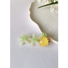 Halley Concept Simli Denizyıldızı & Ananas Desenli Pensli Toka – 6x2 cm
