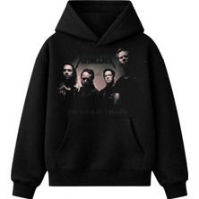 Fuddy Moda Unisex Metallica The Four Horsemen Baskılı Kapüşonlu Sweatshirt, Oversize Rock Band Temalı Hoodie