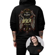 Fuddy Moda Unisex Slayer All Of Life Decays Sırt Baskılı Kapüşonlu Sweatshirt,oversize Rock Band Temalı Hoodie