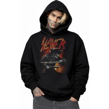 Fuddy Moda Unisex Slayer V2 Baskılı Kapüşonlu Sweatshirt, Oversize Rock Band Temalı Hoodie