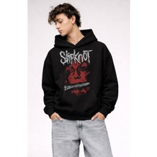 Fuddy Moda Unisex Slipknot Zipper Baskılı Kapüşonlu Sweatshirt, Oversize Rock Band Temalı Hoodie