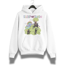 Fuddy Moda Unisex Oversize Rock Band Sleep Funny Baskılı Kapüşonlu Sweatshirt