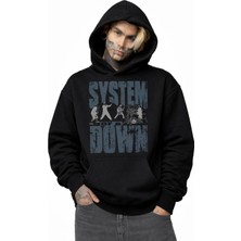 Fuddy Moda Unisex System Of A Down Baskılı Kapüşonlu Sweatshirt, Oversize Rock Band Temalı Hoodie