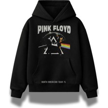 Fuddy Moda Unisex Pink Floyd American Tour 75 Baskılı Kapüşonlu Sweatshirt, Oversize Rock Band Temalı Hoodie