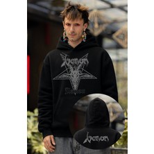 Fuddy Moda Unisex Venom Demon Ense Baskılı Kapüşonlu Sweatshirt, Oversize Rock Band Temalı Hoodie