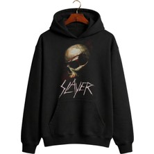 Fuddy Moda Unisex Slayer Yazılı Kapüşonlu Sweatshirt, Oversize Rock Band Baskılı Hoodie