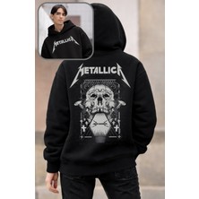 Fuddy Moda Unisex Oversize Metallica Death Magnetic Sırt Baskılı Kapüşonlu Rock Band Sweatshirt
